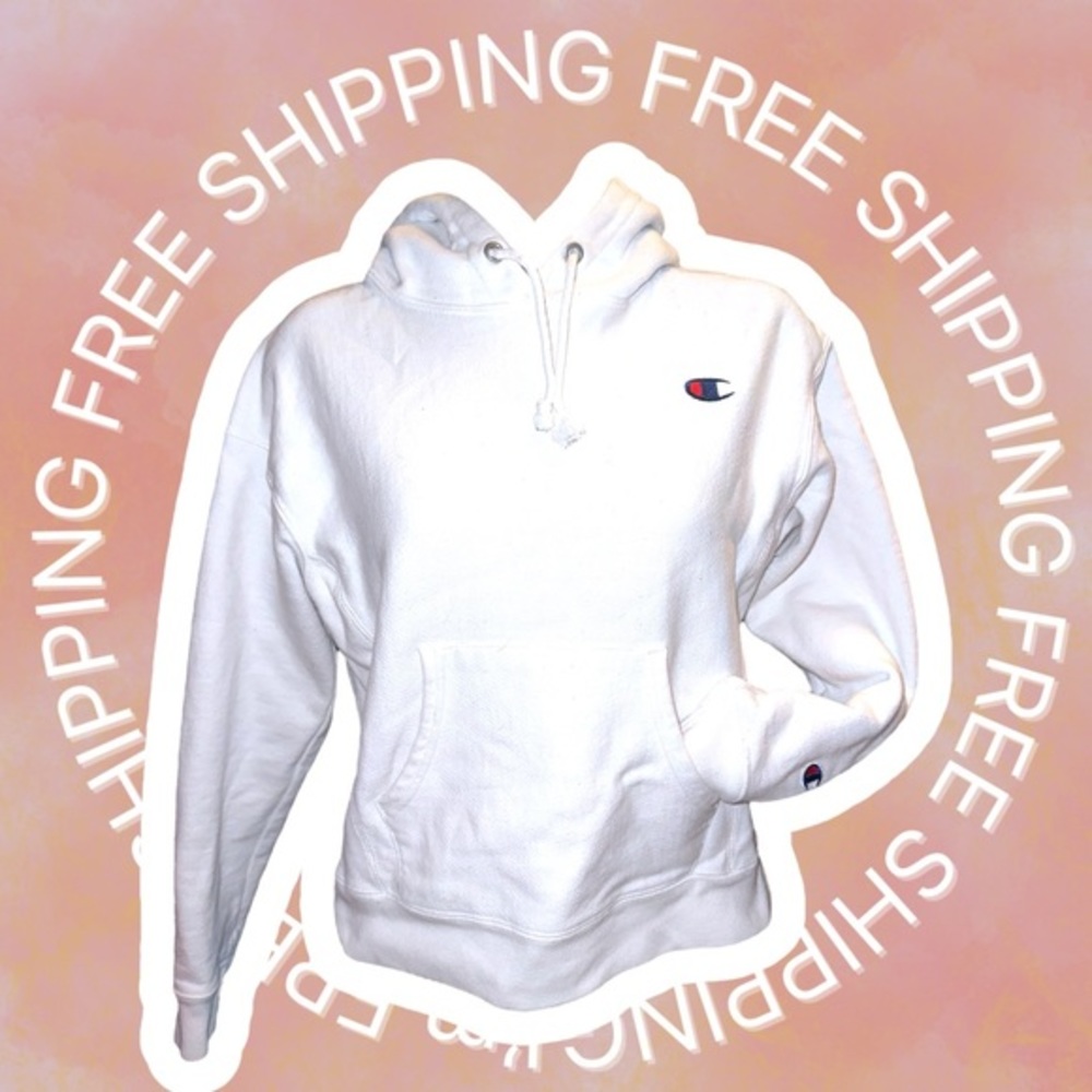 [FREE SHIPPING] Champion Women’s Classic White Hoodie w/ Logo